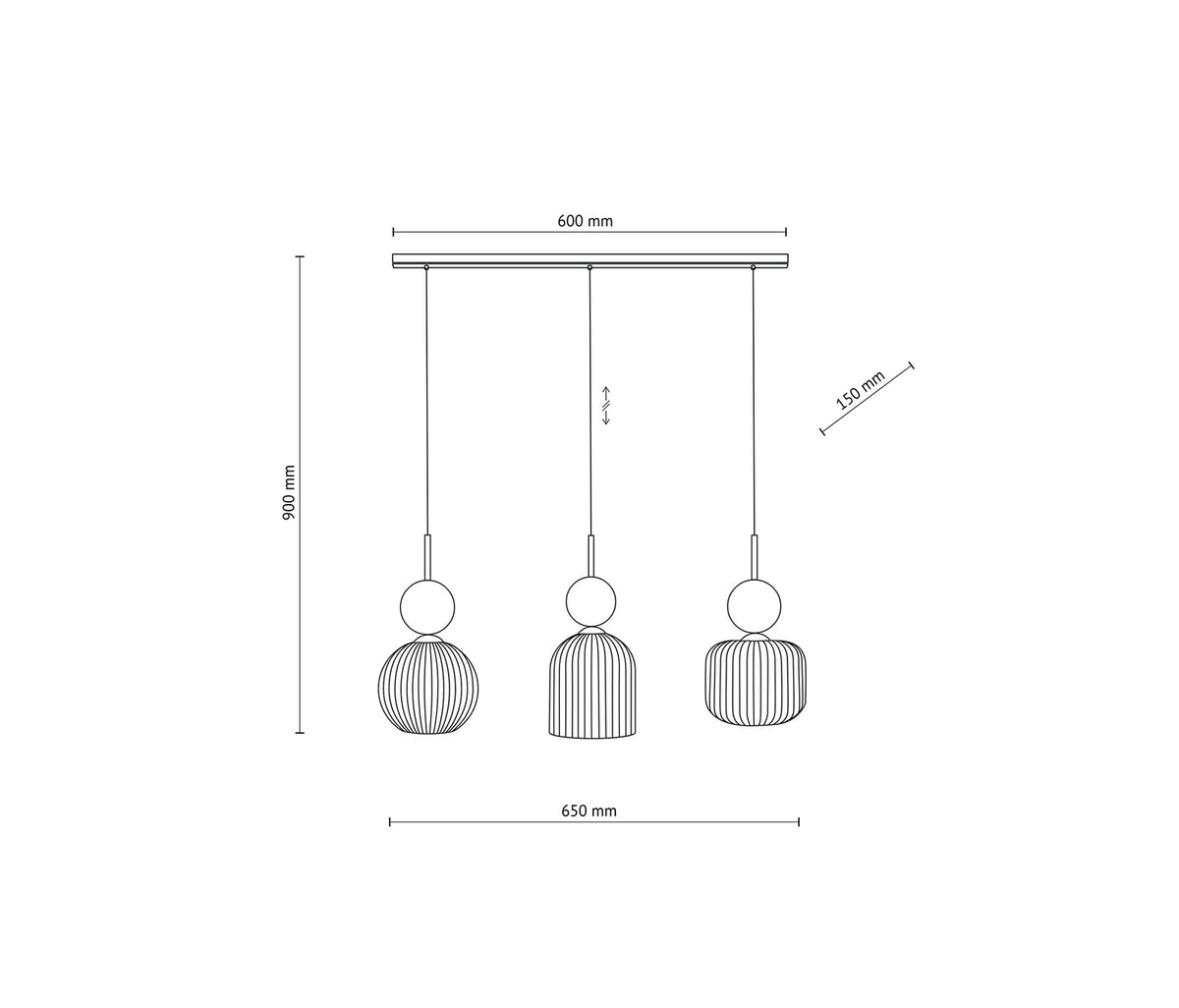 Sophia multi-arm pendant light made of green glass in a modern style