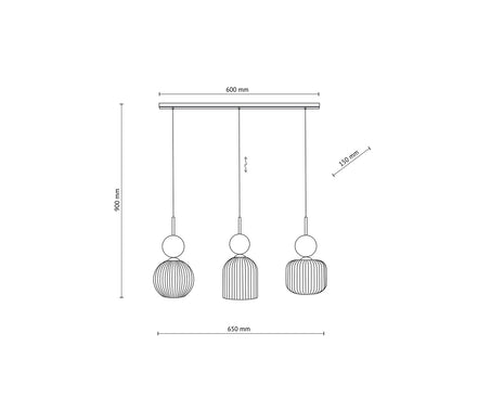 Sophia multi-arm pendant light made of green glass in a modern style