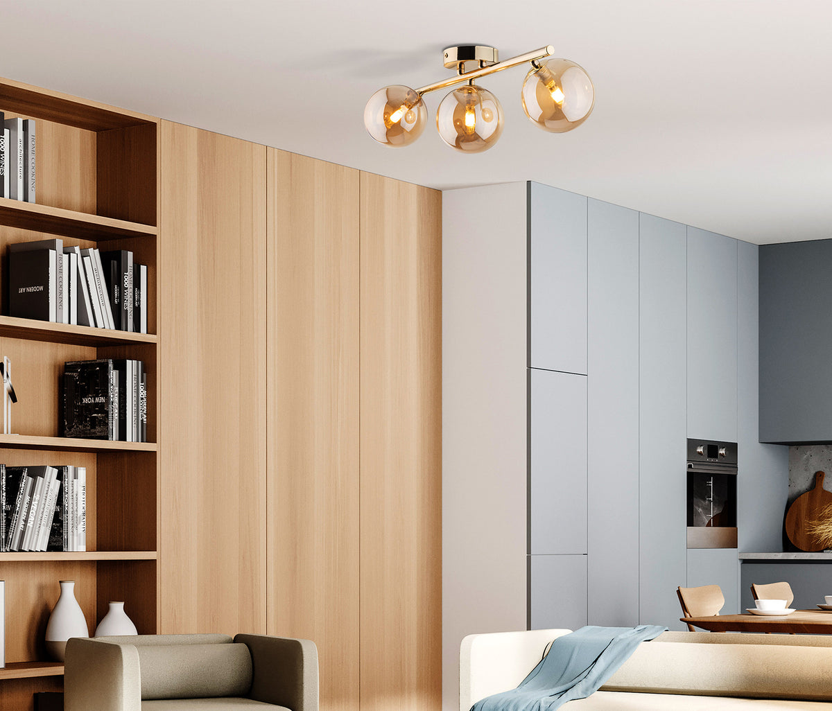 Estera multi-arm ceiling light made of glass, in a modern style
