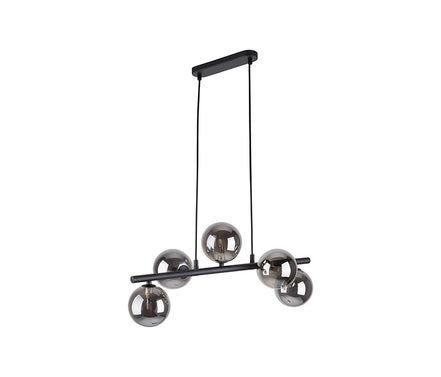 Estera multi-arm pendant light with black glass shade, in a modern style