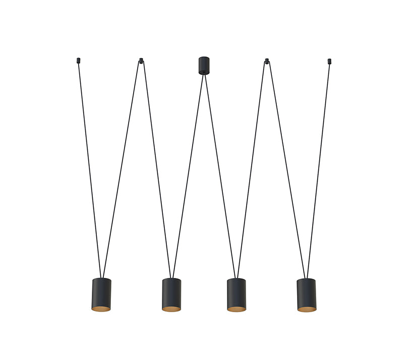 Tone Multi-Branch Pendant Lamp Loft Style Black Metal