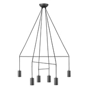 Imbria multi-branch suspended lamp in loft style black metal