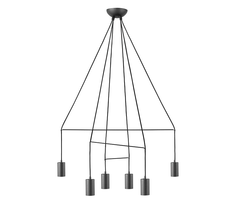 Imbria multi-branch suspended lamp in loft style black metal