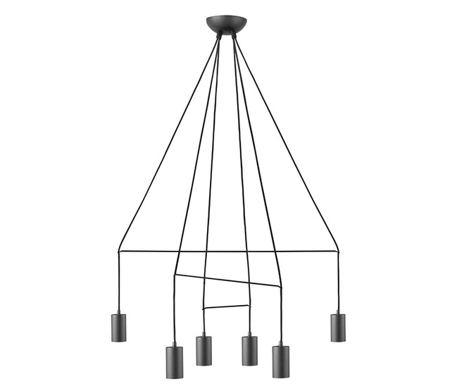 Imbria multi-branch suspended lamp in loft style black metal
