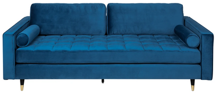 COZY VELVET háromszemélyes kanapé, türkizkék bársony, 220 cm